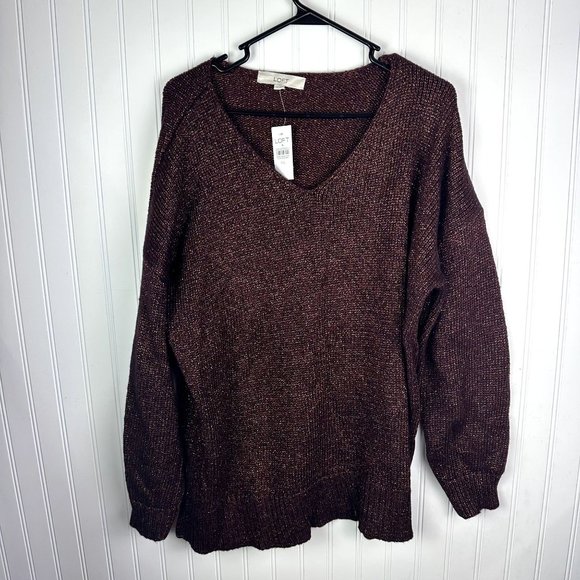 Loft Sweater Long sleeve Brown‎ Shimmer size XXL NWT - Picture 1 of 7